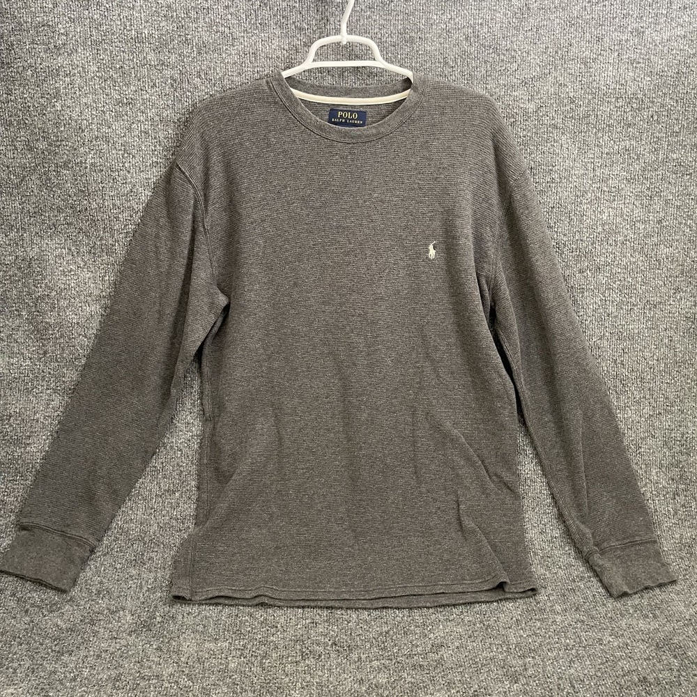 Polo Ralph Lauren Cotton Shirt Men's Sz XL Waffle Knit Long Sleeve Gray